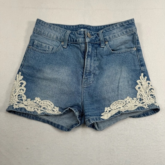 Bdg Lace Embroidered Erin Jean Shorts Womens Size 25 Light Wash High Rise - Picture 1 of 11